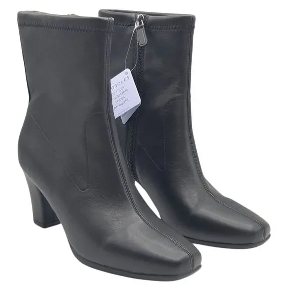 Aerosoles Women's Cinnamon Heeled Tailored Booties Black Size 9.5 Ankle Boots - Picture 1 of 16